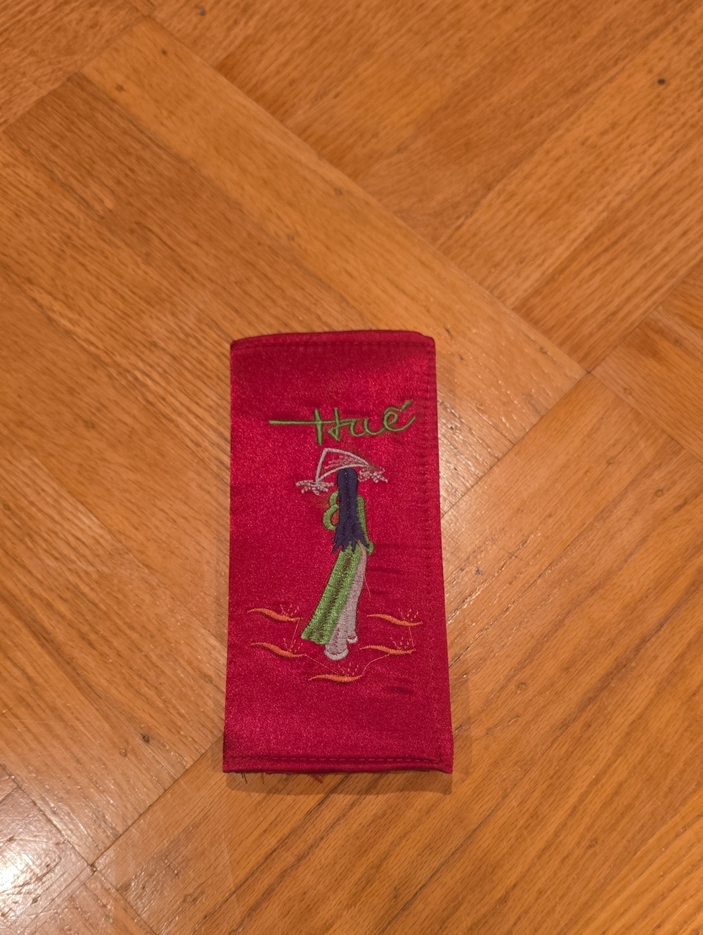 HUE Red Embroidery Pouch